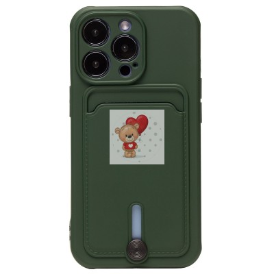 Чехол-накладка для Apple iPhone 14 Pro (темно-зеленый) - SC304 с картхолдером Чехол-накладка для Apple iPhone 14 Pro (темно-зеленый) - SC304 с картхолдером