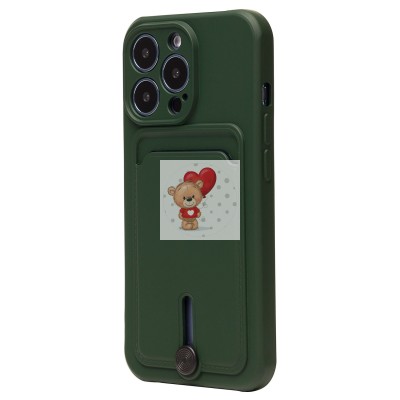 Чехол-накладка для Apple iPhone 14 Pro (темно-зеленый) - SC304 с картхолдером Чехол-накладка для Apple iPhone 14 Pro (темно-зеленый) - SC304 с картхолдером