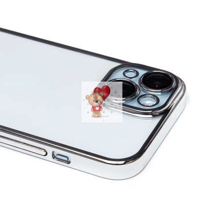 Чехол-накладка для Apple iPhone 15 (серебяный) - PC073 с закрытой камерой