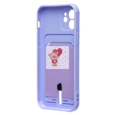 Чехол-накладка для Apple iPhone 12 (темно-фиолетовый) - SC304 с картхолдером Чехол-накладка для Apple iPhone 12 (темно-фиолетовый) - SC304 с картхолдером