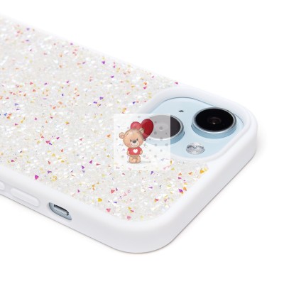 Чехол-накладка для Apple iPhone 15 россыпь кристаллов (белый) - PC071 POSH SHINE