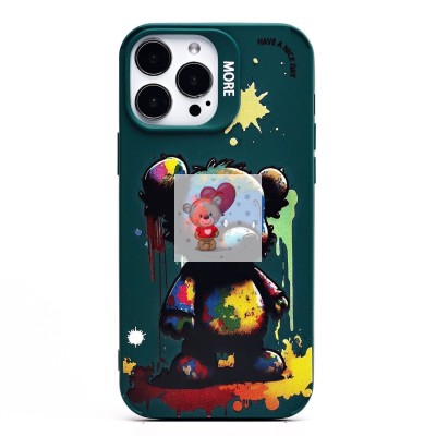 Чехол-накладка для Apple iPhone 13 Pro Max (медведь) (темно-зеленый) - SC335 Чехол-накладка для Apple iPhone 13 Pro Max (медведь) (темно-зеленый) - SC335