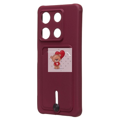 Чехол-накладка для Infinix Note 30 Pro (бордовый) - SC304 с картхолдером