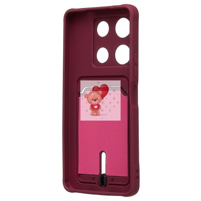 Чехол-накладка для Infinix Note 30 Pro (бордовый) - SC304 с картхолдером