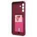 Чехол-накладка для Samsung Galaxy A56 5G (бордовый) - SC304 с картхолдером