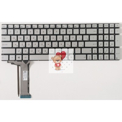 Клавиатура для Asus N551J G551 Серебристая с подсветкой p/n: 0KNB0-662BUI00, 9Z.N8BBC.P1D