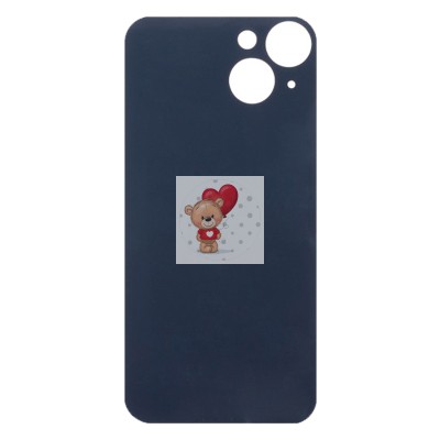 Задняя крышка для iPhone 14 Черный (стекло, широкий вырез под камеру, логотип)
