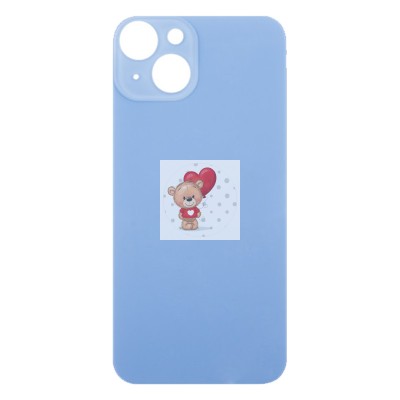 Задняя крышка для iPhone 14 Синий (стекло, широкий вырез под камеру, логотип)