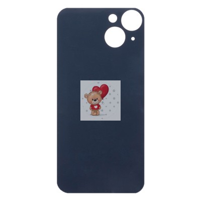 Задняя крышка для iPhone 14 Синий (стекло, широкий вырез под камеру, логотип)