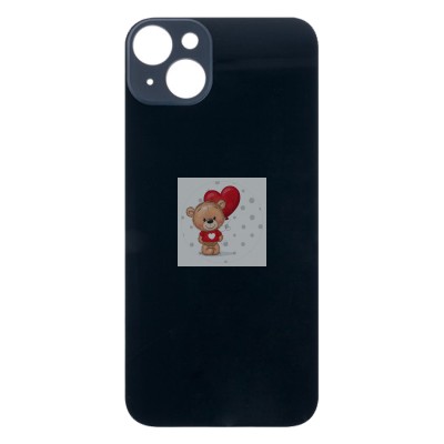 Задняя крышка для iPhone 14 Plus Черный (стекло, широкий вырез под камеру, логотип)