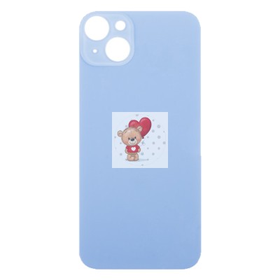 Задняя крышка для iPhone 14 Plus Синий (стекло, широкий вырез под камеру, логотип)
