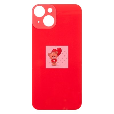 Задняя крышка для iPhone 14 Красный (стекло, широкий вырез под камеру, логотип)