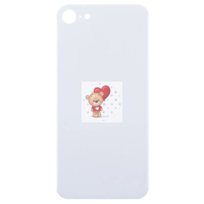 Задняя крышка для iPhone 8 Белый (стекло, широкий вырез под камеру, логотип)