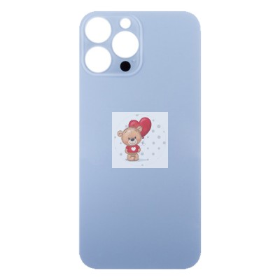 Задняя крышка для iPhone 13 Pro Max Голубой (стекло, широкий вырез под камеру, логотип)