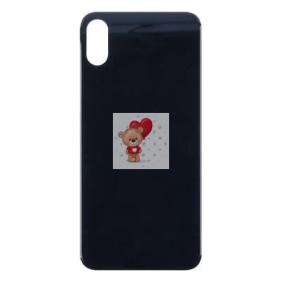 Задняя крышка для iPhone Xs Серый (стекло, широкий вырез под камеру, логотип)