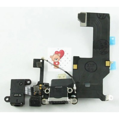 Шлейф для iPhone 5 на системный разъем/разъем гарнитуры/микрофон Черный