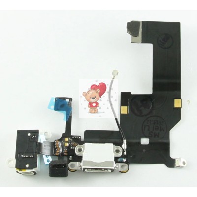 Шлейф для iPhone 5 на системный разъем/разъем гарнитуры/микрофон Белый