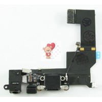 Шлейф для iPhone 5S на системный разъем/разъем гарнитуры/микрофон Черный