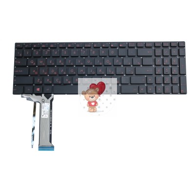 Клавиатура для Asus N751J Красные буквы p/n: NSK-UPPBQ 0R, AEBK3700010, 9Z.N8BBQ.P0R, 0KNB0-662BRU00