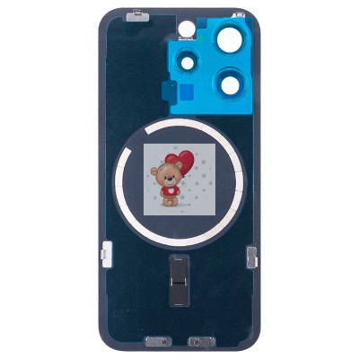 Задняя крышка для Applе iPhone 15 Pro в сборе со стеклом камеры (черная) (стекло, логотип) - Премиум
