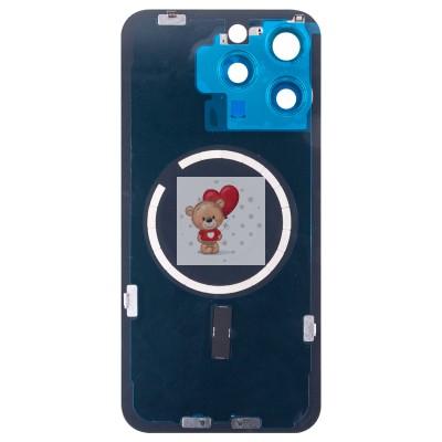 Задняя крышка для Apple iPhone 15 Pro Max в сборе со стеклом камеры (серая) (стекло, логотип) - Премиум