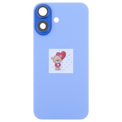 Задняя крышка для Apple iPhone 16 в сборе со стеклом камеры Голубой (стекло, логотип) - Премиум Задняя крышка для Apple iPhone 16 в сборе со стеклом камеры Голубой (стекло, логотип) - Премиум