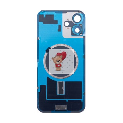 Задняя крышка для iPhone 16 в сборе со стеклом камеры Белый (стекло, логотип) - Премиум