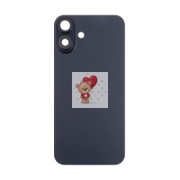 Задняя крышка для iPhone 16 Plus в сборе со стеклом камеры Черный (стекло, логотип) - Премиум