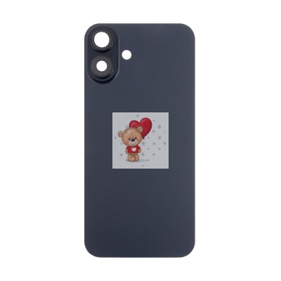 Задняя крышка для iPhone 16 Plus в сборе со стеклом камеры Черный (стекло, логотип) - Премиум Задняя крышка для iPhone 16 Plus в сборе со стеклом камеры Черный (стекло, логотип) - Премиум