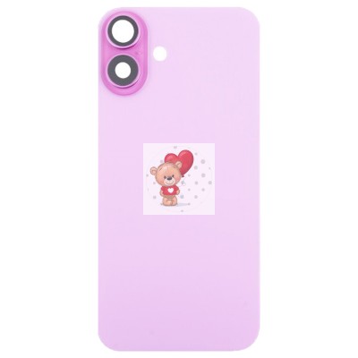 Задняя крышка для iPhone 16 Plus в сборе со стеклом камеры Розовый (стекло, логотип) - Премиум Задняя крышка для iPhone 16 Plus в сборе со стеклом камеры Розовый (стекло, логотип) - Премиум