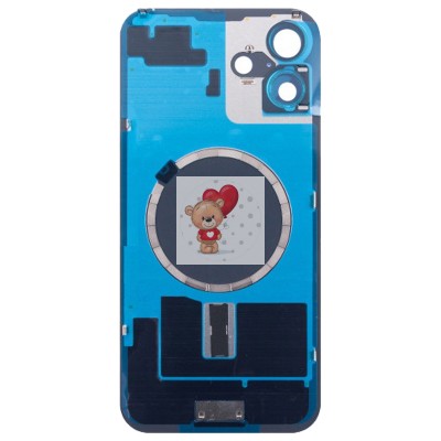 Задняя крышка для iPhone 16 Plus в сборе со стеклом камеры Ультрамарин (стекло, логотип) - Премиум