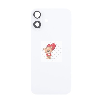 Задняя крышка для iPhone 16 Plus в сборе со стеклом камеры Белый (стекло, логотип) - Премиум Задняя крышка для iPhone 16 Plus в сборе со стеклом камеры Белый (стекло, логотип) - Премиум