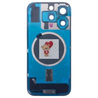 Задняя крышка для iPhone 16 Pro в сборе со стеклом камеры Черный (стекло, логотип) - Премиум