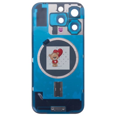 Задняя крышка для iPhone 16 Pro в сборе со стеклом камеры Серый (стекло, логотип) - Премиум