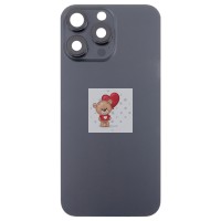 Задняя крышка для iPhone 16 Pro Max в сборе со стеклом камеры Черный (стекло, логотип) - Премиум