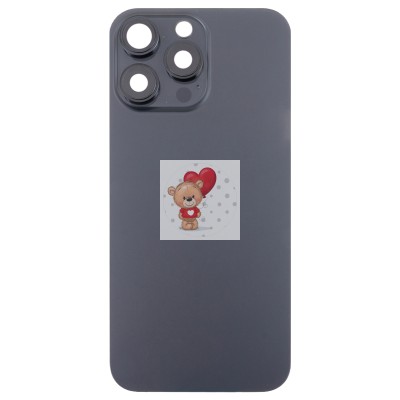 Задняя крышка для iPhone 16 Pro Max в сборе со стеклом камеры Черный (стекло, логотип) - Премиум Задняя крышка для iPhone 16 Pro Max в сборе со стеклом камеры Черный (стекло, логотип) - Премиум