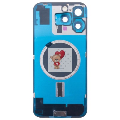 Задняя крышка для iPhone 16 Pro Max в сборе со стеклом камеры Черный (стекло, логотип) - Премиум