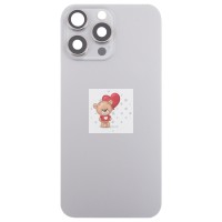 Задняя крышка для iPhone 16 Pro Max в сборе со стеклом камеры Серый (стекло, логотип) - Премиум