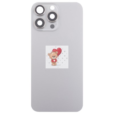 Задняя крышка для iPhone 16 Pro Max в сборе со стеклом камеры Серый (стекло, логотип) - Премиум Задняя крышка для iPhone 16 Pro Max в сборе со стеклом камеры Серый (стекло, логотип) - Премиум