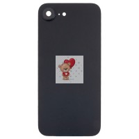Задняя крышка для Apple iPhone 16e в сборе со стеклом камеры Черный (стекло, логотип) - Премиум