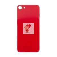 Задняя крышка для iPhone SE 2020 (красная) (стекло, широкий вырез под камеру, логотип) - Премиум