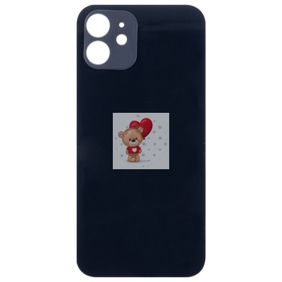 Задняя крышка для Applе iPhone 12 (черная) (стекло, узкий вырез под камеру, логотип)