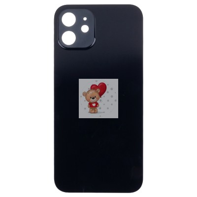 Задняя крышка для Apple iPhone 12 Черный (стекло, узкий вырез под камеру, логотип) - Премиум Задняя крышка для Apple iPhone 12 Черный (стекло, узкий вырез под камеру, логотип) - Премиум