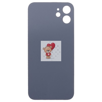 Задняя крышка для Apple iPhone 12 Черный (стекло, узкий вырез под камеру, логотип) - Премиум