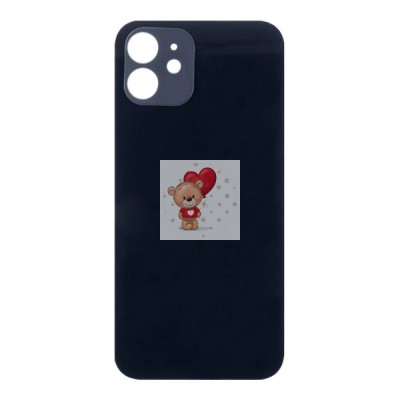 Задняя крышка для iPhone 12 Черный (стекло, широкий вырез под камеру, логотип) - Премиум