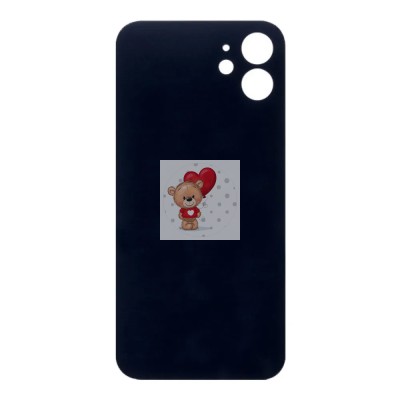 Задняя крышка для iPhone 12 Черный (стекло, широкий вырез под камеру, логотип) - Премиум