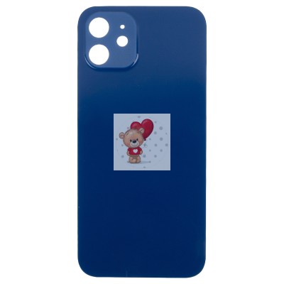 Задняя крышка для Apple iPhone 12 Синий (стекло, узкий вырез под камеру, логотип) - Премиум Задняя крышка для Apple iPhone 12 Синий (стекло, узкий вырез под камеру, логотип) - Премиум