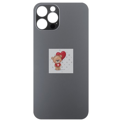 Задняя крышка для Applе iPhone 12 Pro (серая) (стекло, узкий вырез под камеру, логотип)