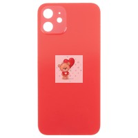 Задняя крышка для Apple iPhone 12 Красный (стекло, узкий вырез под камеру, логотип) - Премиум