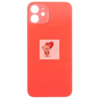 Задняя крышка для iPhone 12 Красный (стекло, широкий вырез под камеру, логотип) - Премиум